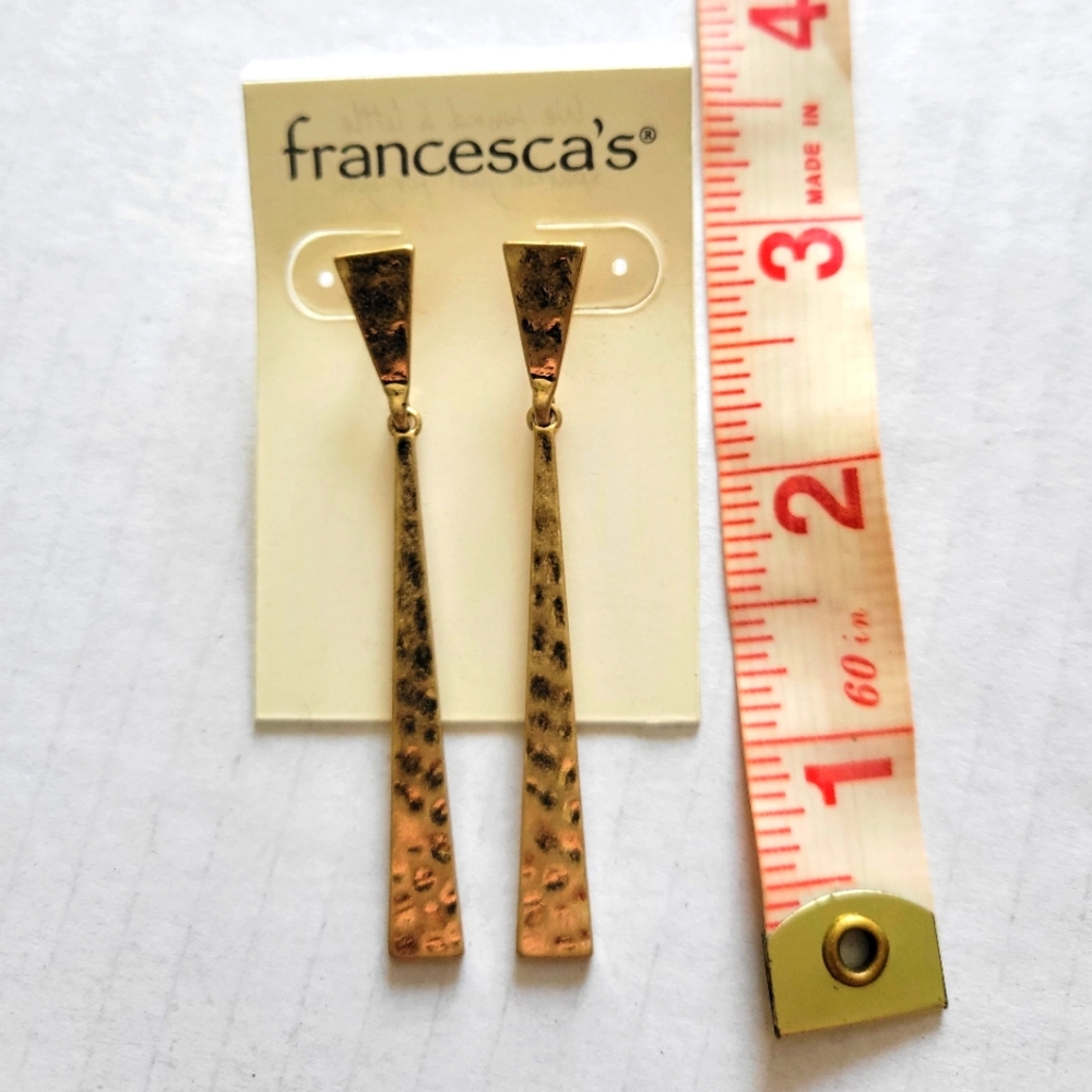 Francesca's Collections Gold Hammered Drop Earrings